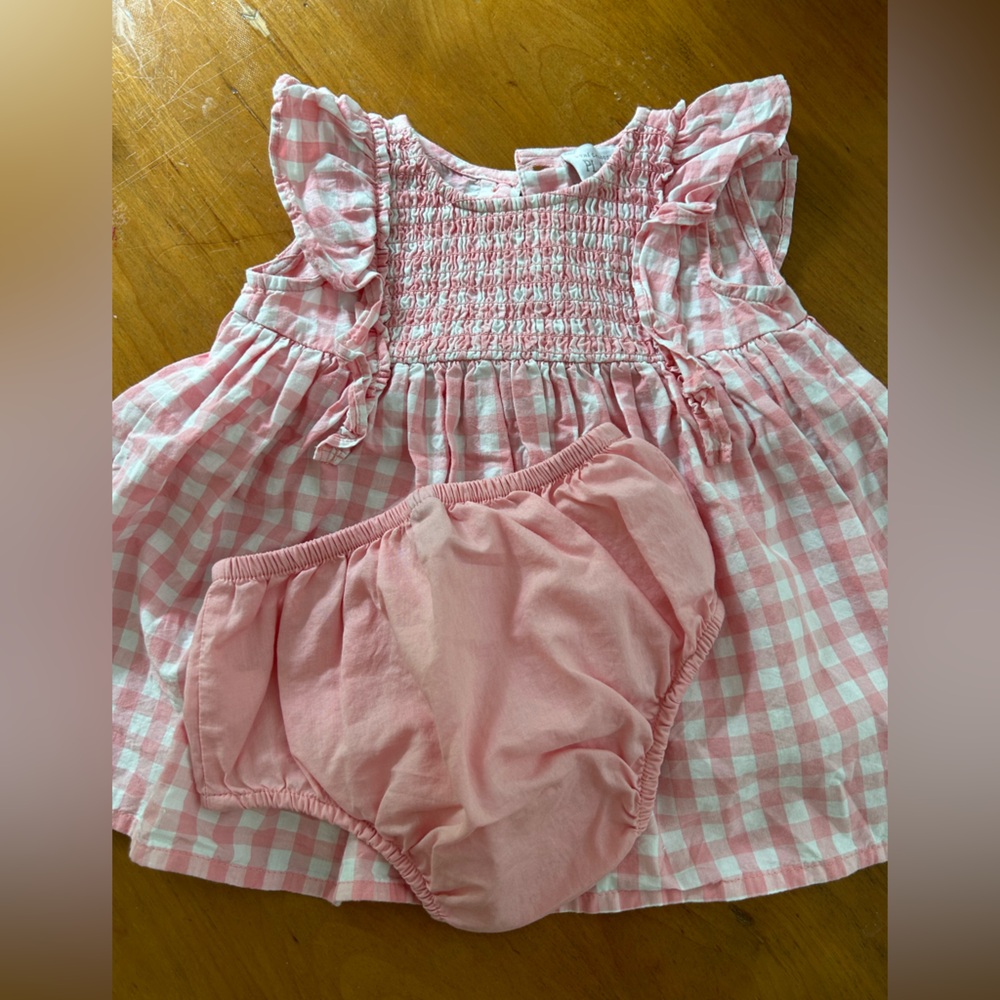 Children’s place Gingham pink dress and bloomers baby girl